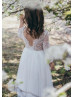 Long Sleeves Lace Tulle Ankle Length Flower Girl Dress